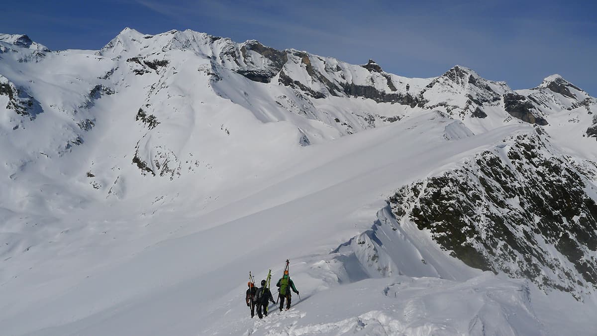 Mountaineer skiing